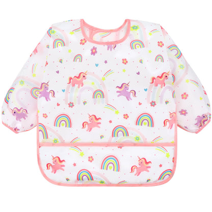 Accmor 4 Pack Long Sleeve Bibs, Baby Smock Waterproof Sleeved Bib Smock for Baby Toddler 6-24 Months