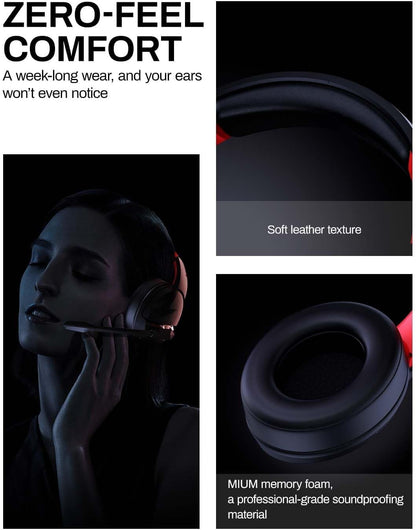 acer Wireless Gaming Headset, PS5 Headset with 2.4GHz for Ps5, Ps4, PC, Switch, Bluetooth 5.3 + 100Hrs Gaming Headphones with Noise Canceling Mic for Laptop, Mobile, Mac, 50mm Drivers (Red)