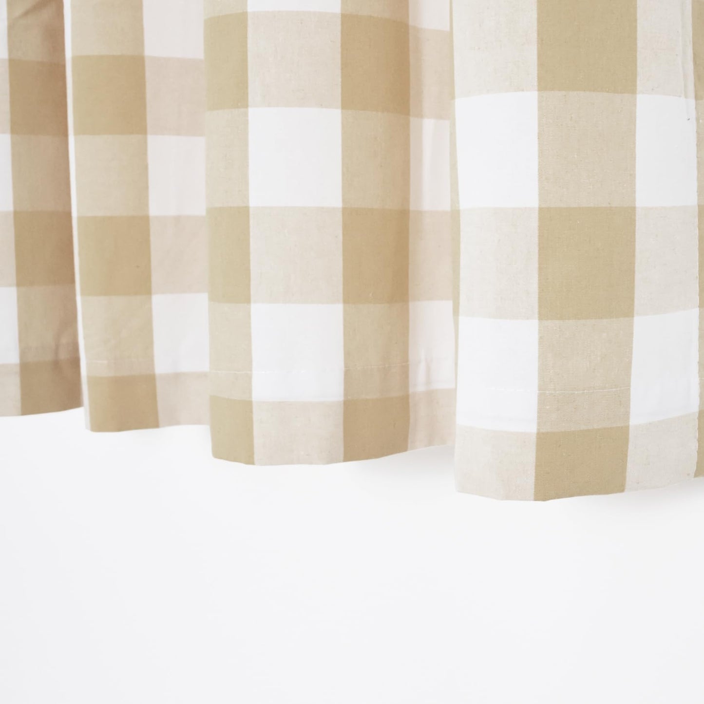 Buffalo Check Curtains 52 inch wide x 108 inch Long Farmhouse Living Room Divider Bedroom Gingham Plaid Window Curtain Sliding Glass Door Drapes 2 Panels Rod Pocket Window Treatment Set Beige & White