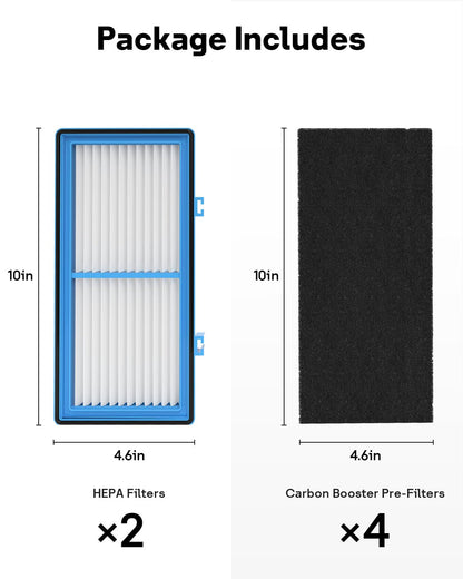 Aer1 Filter Replacement for Holmes Air Puri-fiers, 4 True HEPA Filters + 8 Carbon Booster Filters, HAPF30AT
