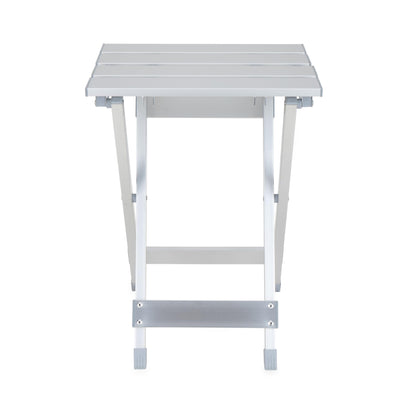 Camco Aluminum Small Outdoor Side Table - Folding Camping Table Supports Up to 130lb - Features Durable Aluminum Construction - Collapses for Easy RV Storage - (51890)