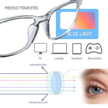 AFNWQI Fashion Square Blue Light Blocking Glasses - Clear Computer & Gaming Glasses for Women and Men