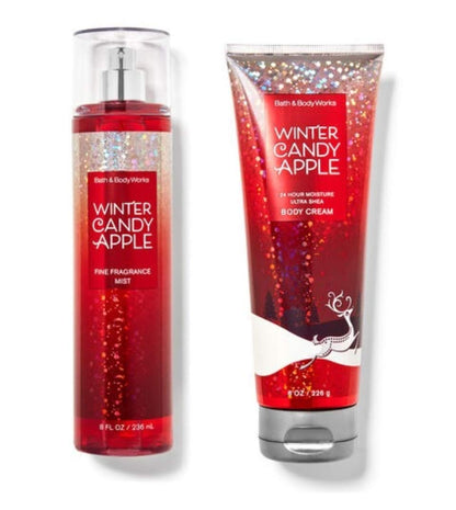 Bath & Body Works - Winter Candy Apple - Gift Set - Fine Fragrance Mist & Body Cream (Packaging Varies)