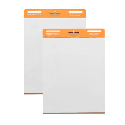 Amazon Basics Sticky Easel Pads for Presentations, 25 x 30 Inch, White, 2 Count