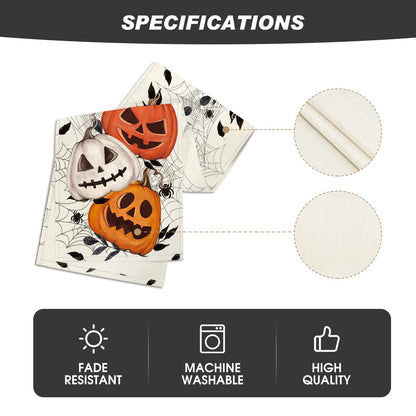 Artoid Mode Pumpkins Spider Web Halloween Table Runner, Seasonal Fall Kitchen Dining Table Decoration for Home Party Decor 13x72 Inch