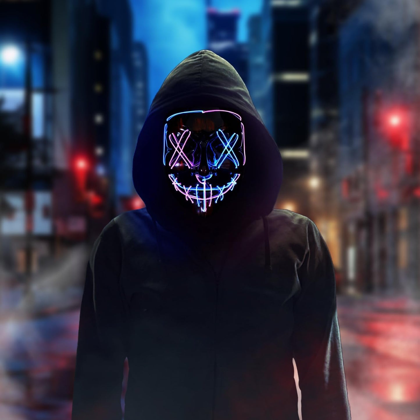 BOMLY Halloween Purge Light Up Scary Mask - LED EL Wire Mask for Festival Party Gifts