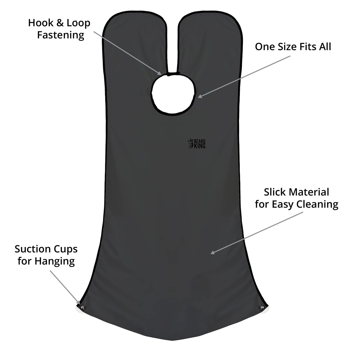 BEARD KING Beard Bib Apron - Shaving Set for Dad - As Seen on Shark Tank - Men's Hair Catcher for Shaving - Grooming Accessories, Black