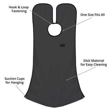 BEARD KING Beard Bib Apron - Shaving Set for Dad - As Seen on Shark Tank - Men's Hair Catcher for Shaving - Grooming Accessories, Black