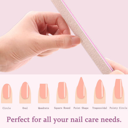 HeeYaa Nail File 12 PCS Professional Reusable 100/180 Grit Double Sides Washable Nail File Manicure Tools for Poly Nail Extension Gel and Acrylic Nails Tools Suit for Home Salon