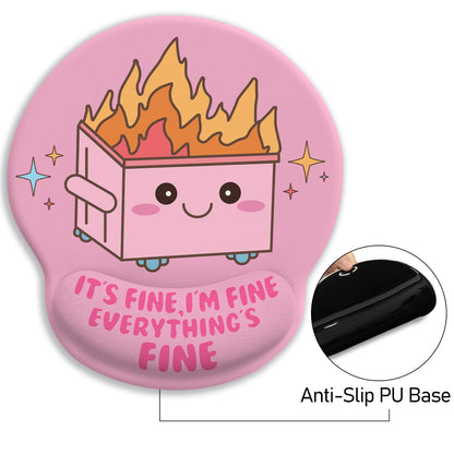 Blusabaca Funny Cute Mouse Pad with Wrist Rest, Dumpster on Fire Ergonomic Mouse Pads Wrist Support for Desk, Mousepad for Wireless Mouse Gaming Laptop Work Home Desk Accessories Office Supplies Decor