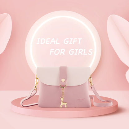 AISPARKY Small Crossbody Purse, PU Leather Small Purse for Girls With Pendant With Strap/Gold Chain Strap