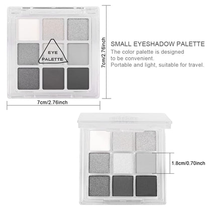 AMY'S DIARY Black Smokey Silver Glitter Shimmer Eye Eyeshadow Makeup Palette,9 Colors Cool Toned Matte Glitter Make Up Black Radiance Eyeshadow Palette Sombras De Ojos Profesional(A)