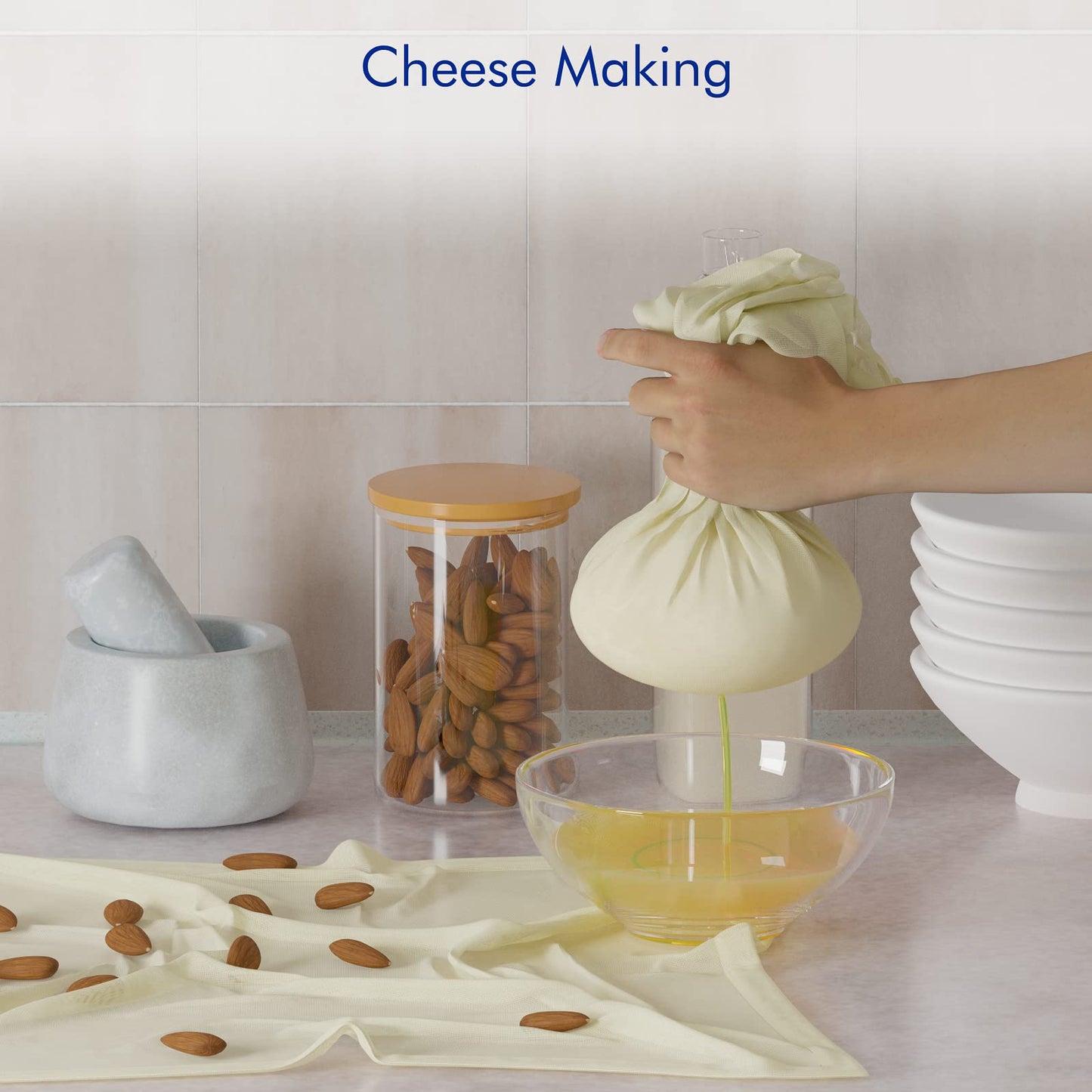 8 PCS Reusable Cheesecloth, Grade 100, 20x20 Inch Hemmed Cheese Cloth for Straining Craft, 100% Cotton Unbleached Cloth Strainer for Cooking, Baking, Juicing, Cheese Making