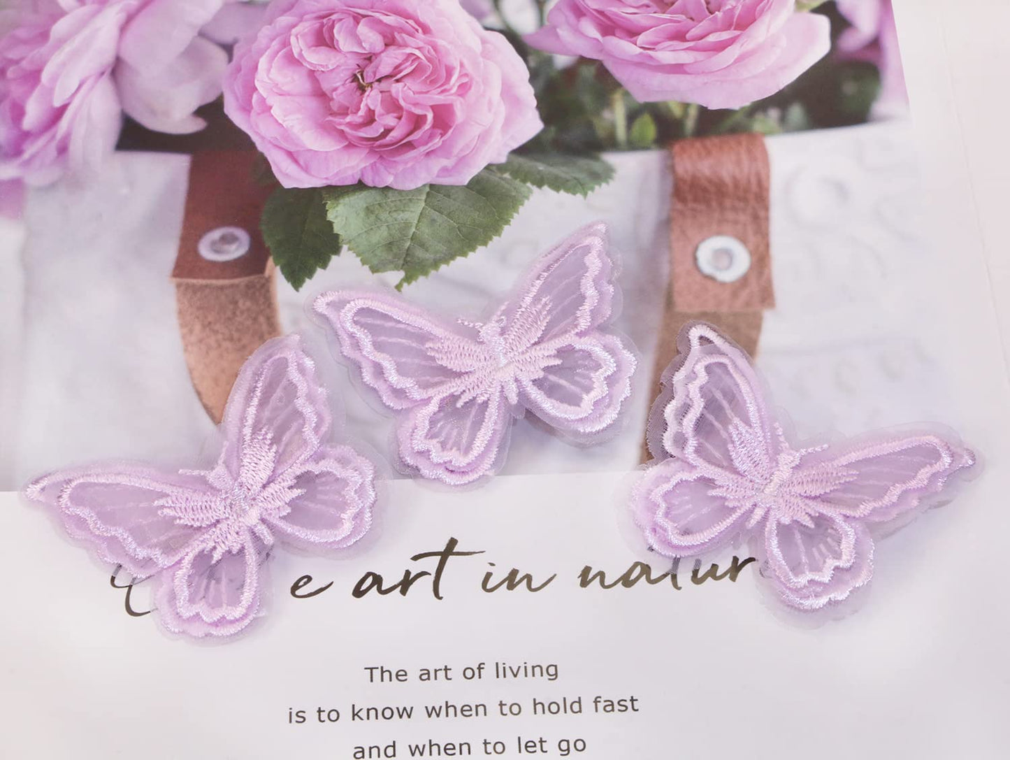 Butterfly Hair Clips Penta Angel 6Pcs Lace Embroidery Flower Butterfly Hair Bow Pins Wedding Hair Accessories for Women Halloween Christmas Party Decor (Light Purple)