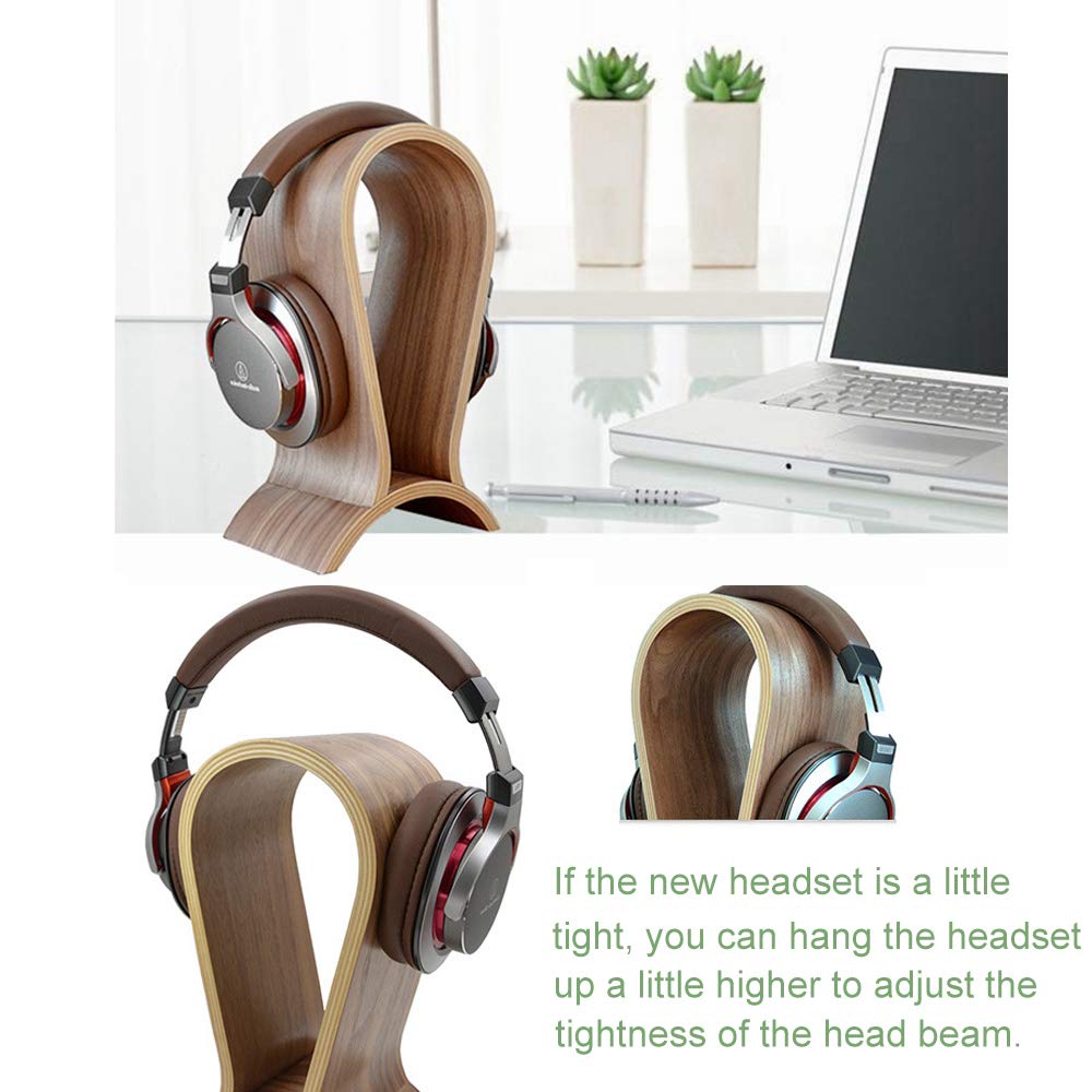 Headphone Stand Wood, Headset Stand for Desk, Walnut Gaming Headphone Holder Compatible for Sennheiser, Bose, Beats, Razer, AKG, Airpod Max, HyperX, Sony PS4 et.