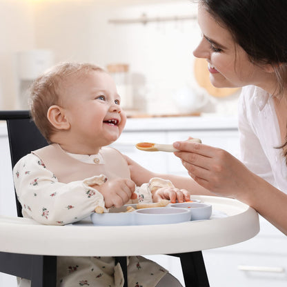 6 Pack Baby Spoons, Shorter Length for Self Feeding, First Stage Spoons, Food Grade Silicone, 6+ Months, Baby Training Spoons, Dishwasher Safe & Boil-proof