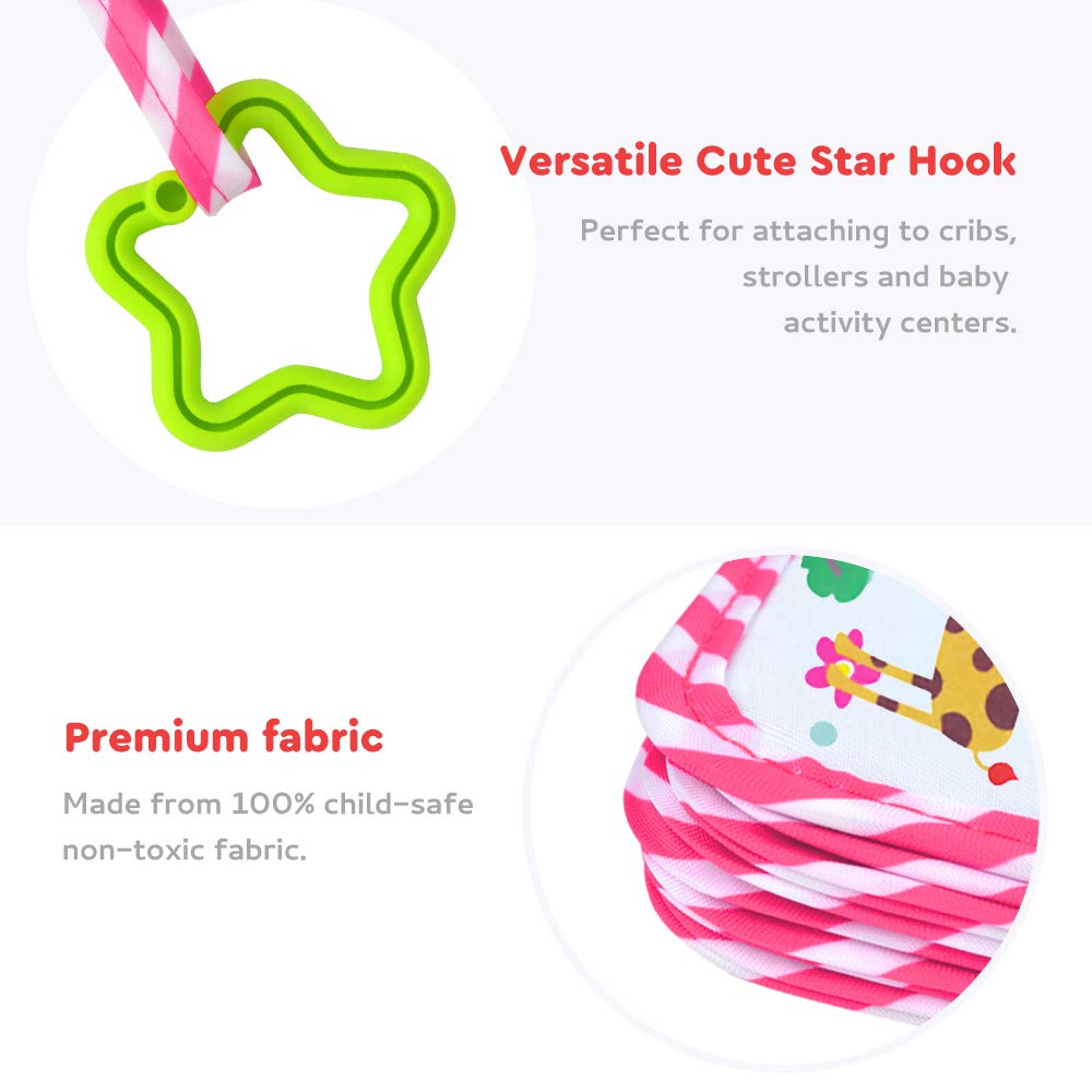 AUVCAS Baby Photo Album Soft Cloth Photo Book First Year Memory Album Shower Gift for Babies Newborns Toddlers & Kids,Holds 4x6 Inch Photos. (Pink)