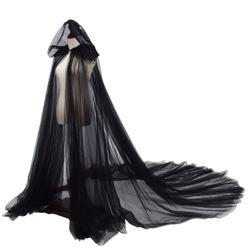 Women's Wedding Dress Tulle Cape Tulle Elven Cape (Black)