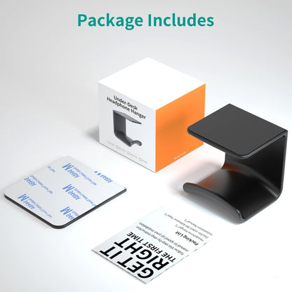 HomeMount Headphone Hook Under Desk - Headphone Holder Under Table, Adhesive Gaming Headphone Stand Hanger Desk Mount for Most Headphone（Black）