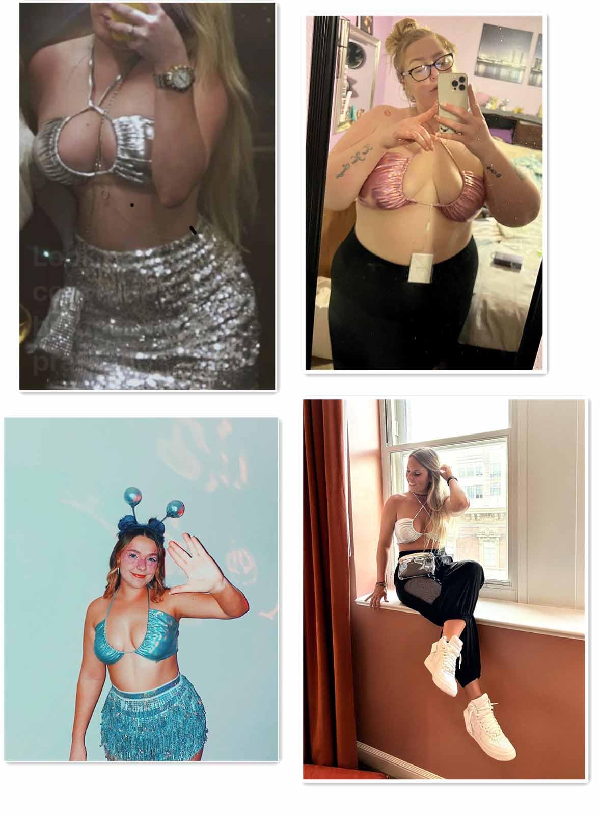 Women's Metallic Orange Crop Top Sexy Halloween Rave Festival Clothing Crop Halter Tie Bra Bustier Orange Top XS