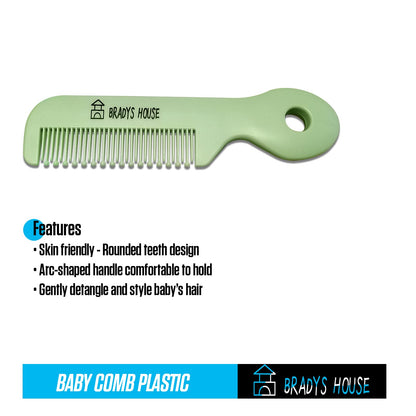 BRADYS HOUSE - 3 Piece Baby Hair Brush & Comb Set for Newborns- Soft Goat Bristle Hair-Brush, Silicone Bath Brush and Plastic Comb for Infant, Toddler, Kids - Baby