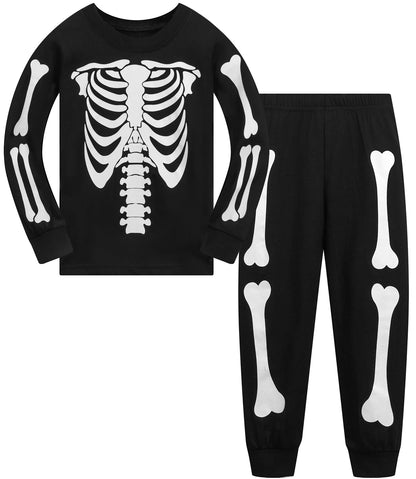 Boys Halloween Pajamas Children Long Sleeve Sleepwear Kids Skull Shirt Halloween Pants Girls Glow in the Dark Skeleton Pjs Set 5t