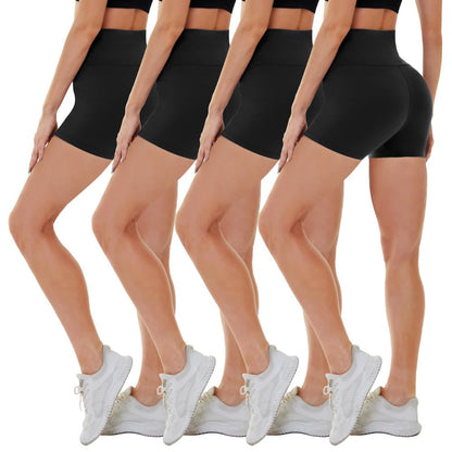 CAMPSNAIL 4 Pack Biker Shorts for Women High Waist - 3"/5"/8" Tummy Control Soft Athletic Yoga Workout Running Gym Shorts