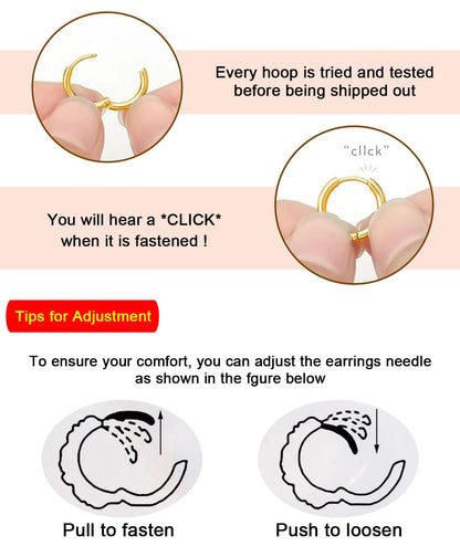 4 Pairs Small Gold Hoop Earrings Set for Women, 14k Gold Plated Cartilage Hoop Earring Hypoallergenic Small Hoop Earrings for 2nd 3rd Hole Huggie Hoop Earrings for Women Men Gifts (Gold-1.6mm)