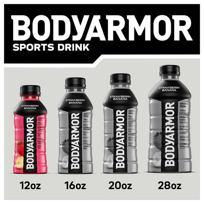 BODYARMOR Sports Drink Sports Beverage, Strawberry Banana, Coconut Water Hydration, Natural Flavors With Vitamins, Potassium-Packed Electrolytes, Perfect For Athletes, 12 Fl Oz (Pack of 8)