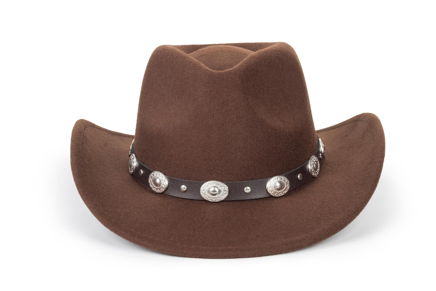 Womens Classic Roll Up Western Cowboy Hat Wide Brim Felt Fedora Hat for Men Brown