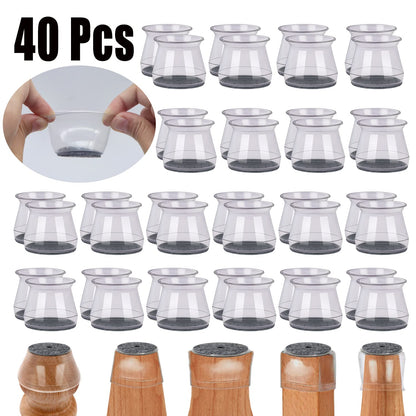 BUMACO 40Pcs Chair Leg Floor Protectors Chair Leg Protectors for Hardwood Floors Silicone Pads Covers to Protect Floors Universal L Clear Fit (1-5/16"~2")