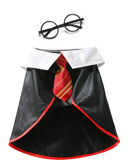 Impoosy Halloween Cat Costume Small Dog Wizard Pet Clothes Cute Apparel Puppy Shirts with Glasses (Small)