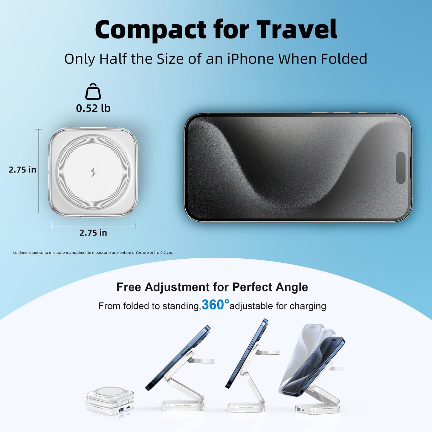 5-in-1 Wireless Charger for MagSafe, AC ISLAND Portable Travel Charging Station, 15W Max Fast Foldable Magnetic Stand, Evolved for iPhone 16/15/14/13 Series, Apple Watch, AirPods (with 35W Adapter)