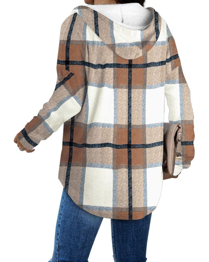 Bofell Halloween Sweatshirt Womens Long Sleeve Shirts Pullover Tops Oversized Hoodie Fall Outfits Brown Plaid S