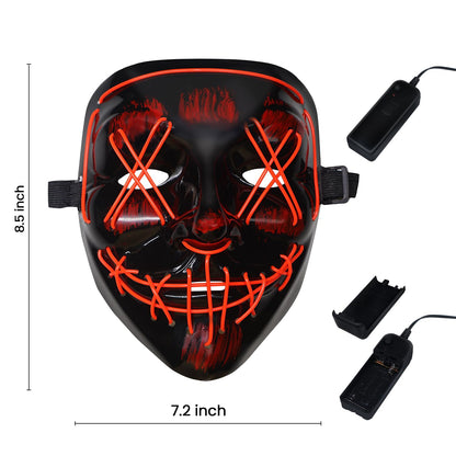 BOMLY Halloween Purge Light Up Scary Mask - LED EL Wire Mask for Festival Party Gifts