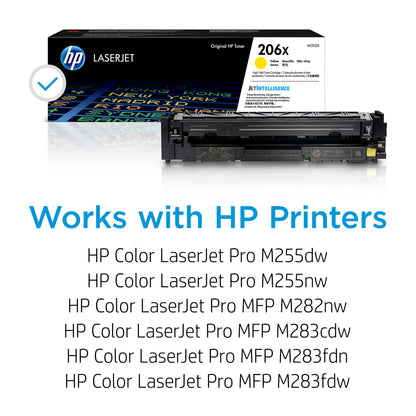 HP 206X Yellow High-yield Toner Cartridge | Works with HP Color LaserJet Pro M255, HP Color LaserJet Pro MFP M282, M283 Series | W2112X