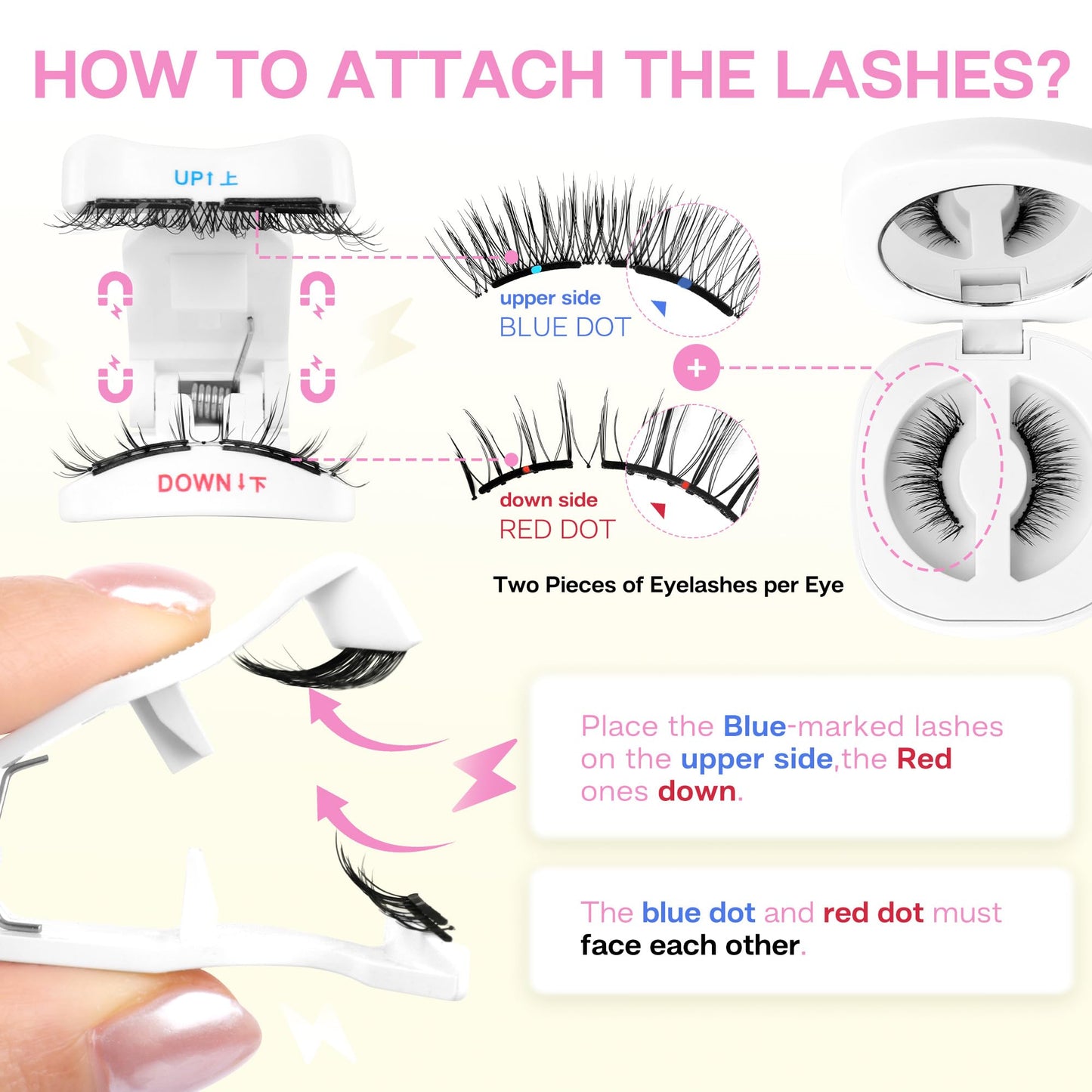 CALAILIS Magnetic Eyelashes with Applicator Upgrade Soft Magnetic Lashes Natural Look Reusable No Glue or Eyeliner Needed Easy to Wear and Remove (RC02)