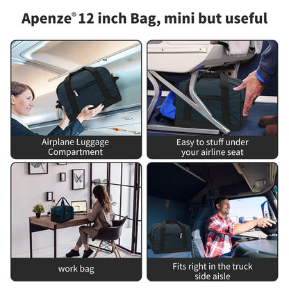 Apenze Small Gym Bag Carry On Bag - 12 in Mini Duffle Bag Lightweight for Overnight Travel（Navy Blue）