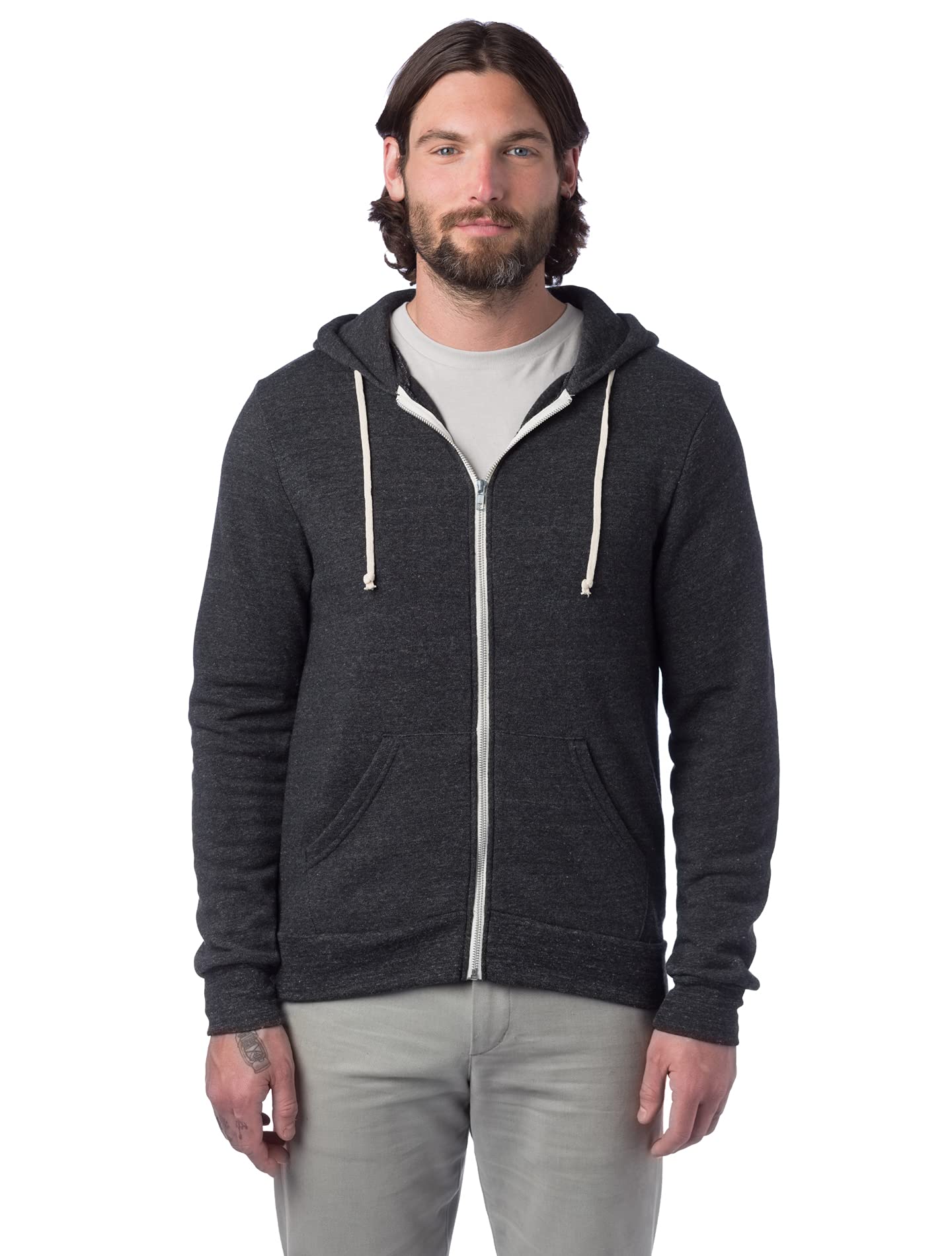 Alternative Men's Rocky Fleece Zip Hoodie, Eco Black, Large