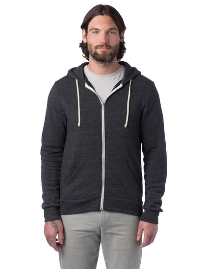 Alternative Men's Rocky Fleece Zip Hoodie, Eco Black, Large