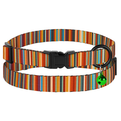 4PCS Breakaway Cat Collars with Bell, Cute Kitty Adjustable Safe Kitten Collars, 4-Pack, Nylon Pet Collars Tribal Striped Aztec Print (Striped)