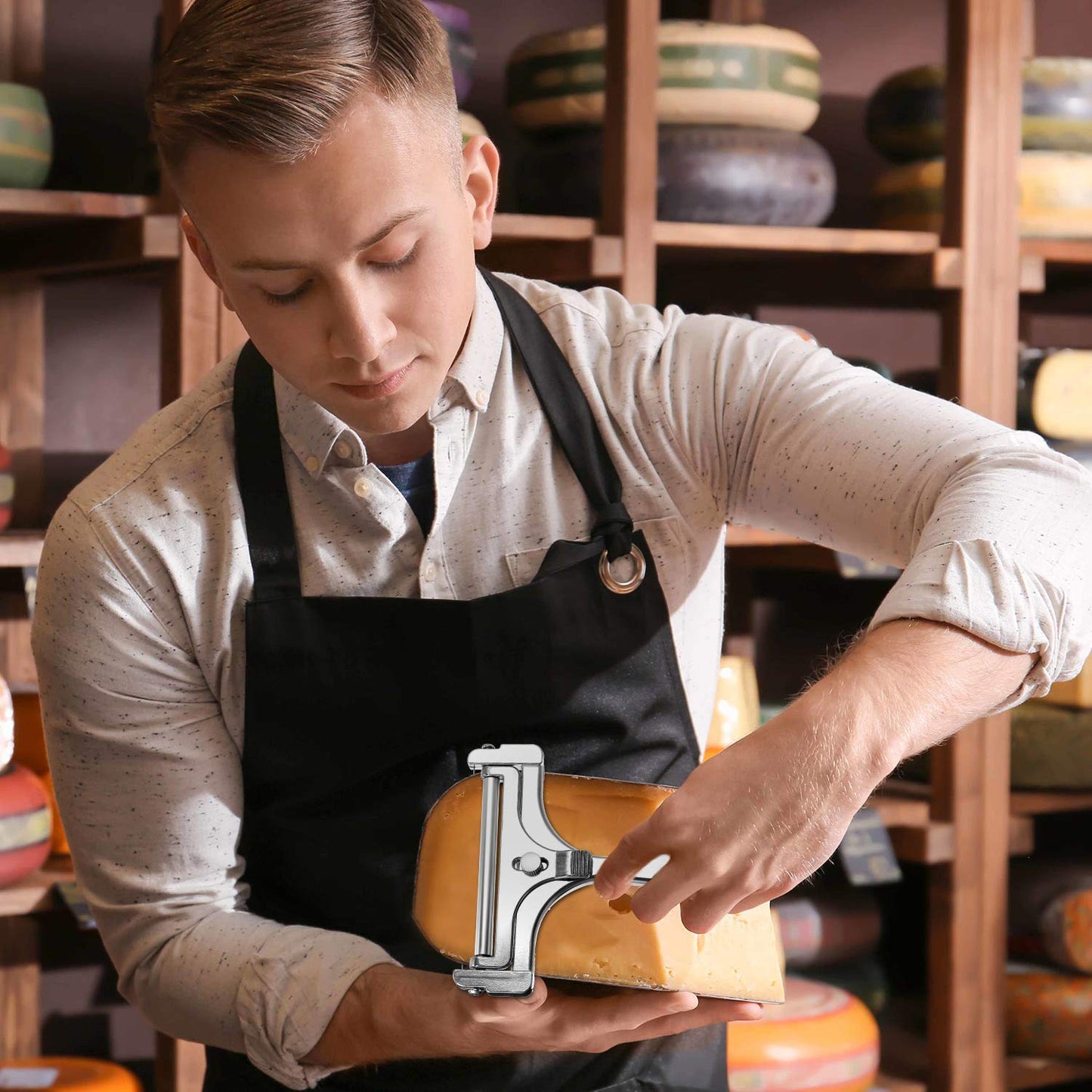 Boao 2 Pack Adjustable Wire Cheese Slicer Stainless Steel Thickness Slicer Cutter Replacement Kitchen Cooking Tool for Soft, Semi-hard, Hard Cheeses(Silver)