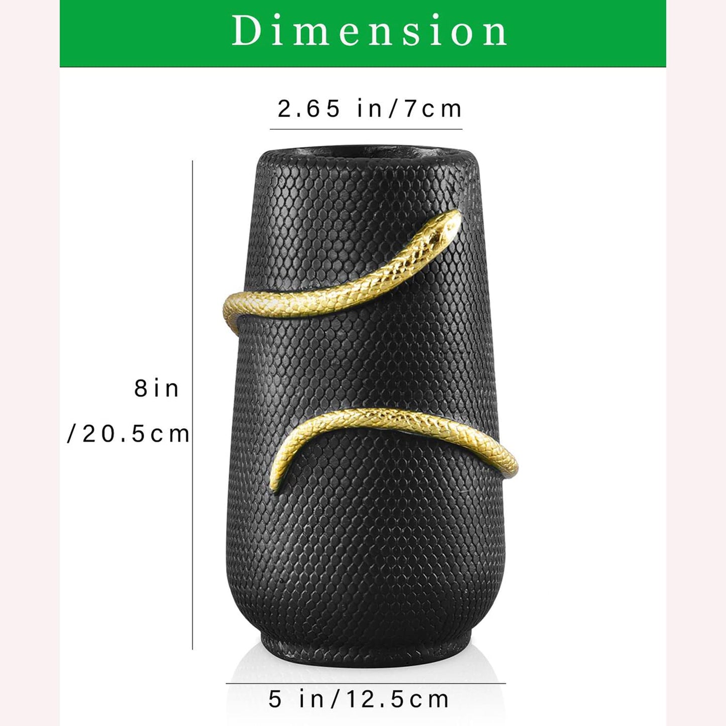 Black Flower Vase Home Decor, Halloween Decor Indoor, Unique Black Vase for Bookshelf Fireplace Bedroom Kitchen Living Room Table Centerpieces Office Desk,Boho Vase, 8" Tall