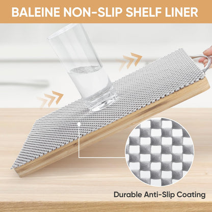 BALEINE Cabinet Liner, Drawer and Shelf Liner for Kitchen Cabinets Non-Adhesive, Non-Slip Protect Desks, Cupboard, Drawers, Shelves, Tableware (12 in x 20 Ft, Gray)