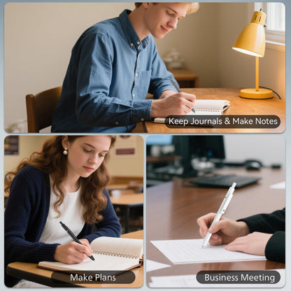 ACEES Gel Pens, 6 Pcs 0.5mm Fine Point Black Ink Pen With Smooth Writing, Office Desk Accessories, School Supplies Gifts for Men Women, Quick Dry Pens For Journaling, Black/Gray/White