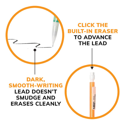 BIC Xtra-Sparkle Number 2 Mechanical Pencils With Erasers, Medium Point (0.7mm), 24-Count Pack, Mechanical Pencils for School Supplies