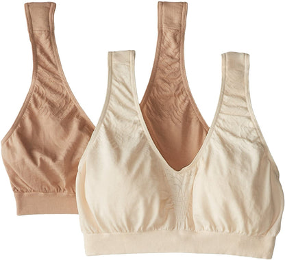 Bali womens Comfort Revolution Crop Top bras, 2 Pack - Nude/Light Beige Combo, Large US