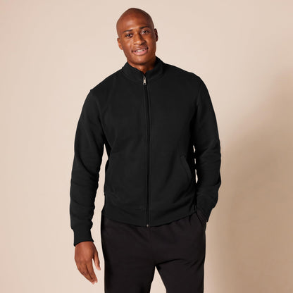 Amazon Essentials Men's Sweatshirt, Mock Neck, Fleece Zip Up, Black, X-Large