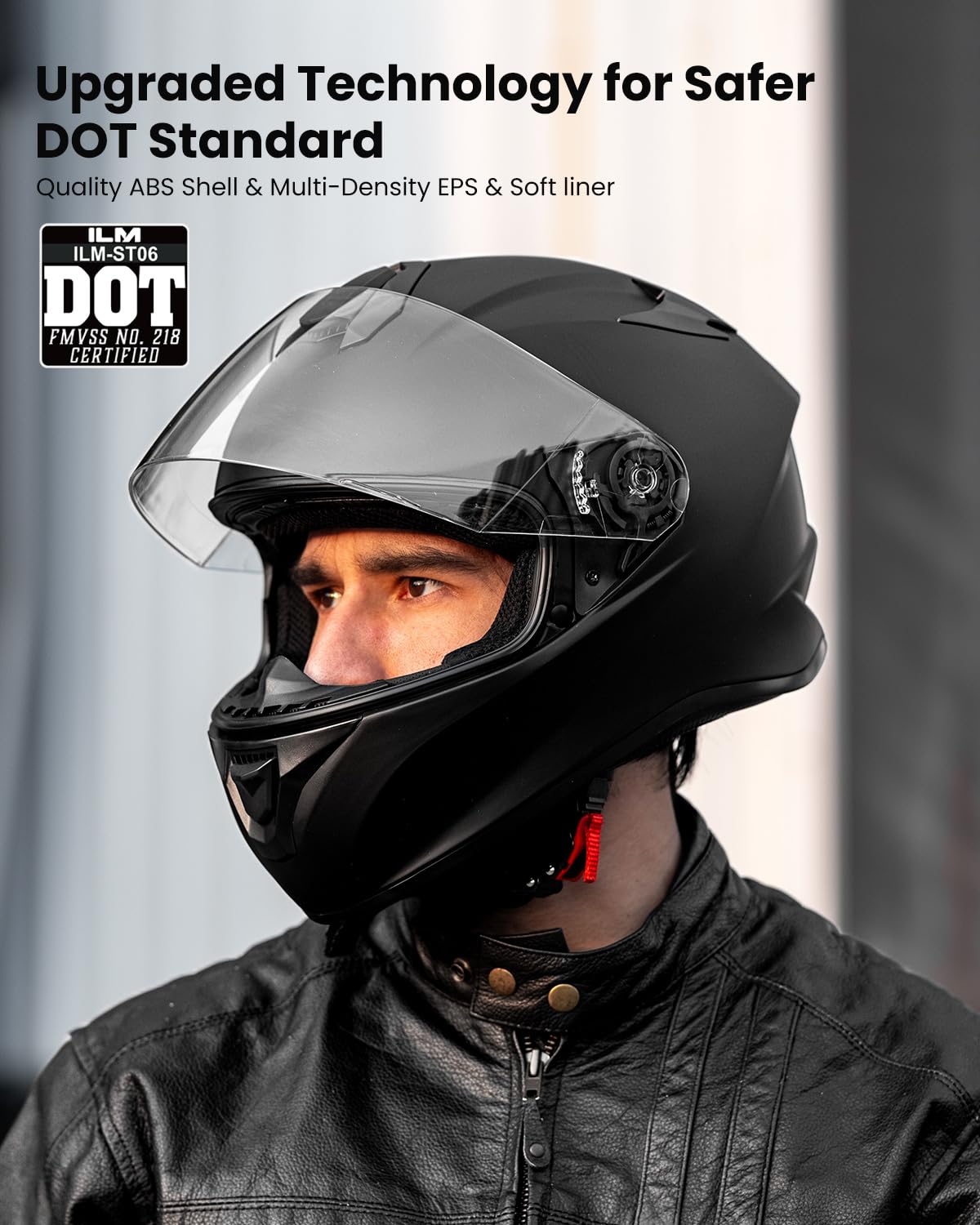 ILM Full Face Motorcycle Street Bike Helmet with Enlarged Air Vents, Free Replacement Visor for Men Women DOT Approved Model ST-06 (Matte Black, Medium)