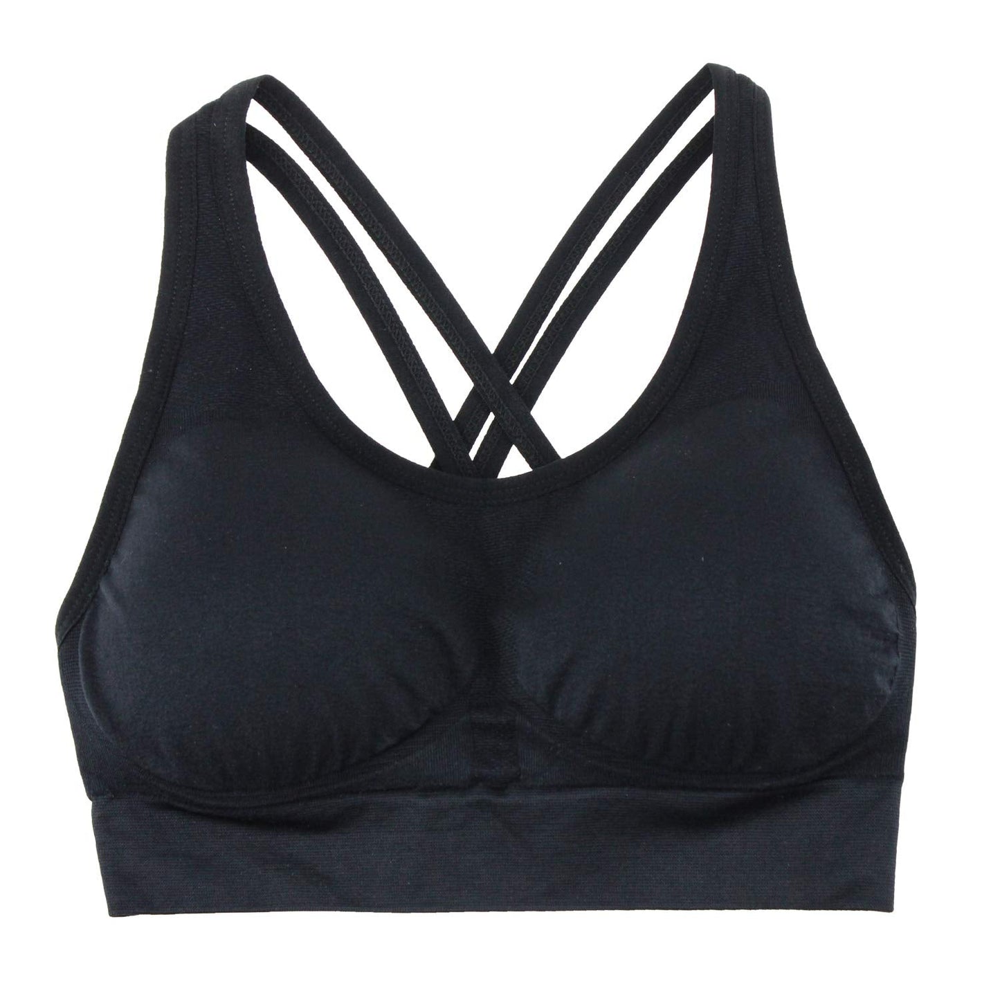 AKAMC Women's Medium Support Cross Back Wirefree Removable Cups Yoga Sport Bras, Pack of 3, Black/White/Grey,X-Large